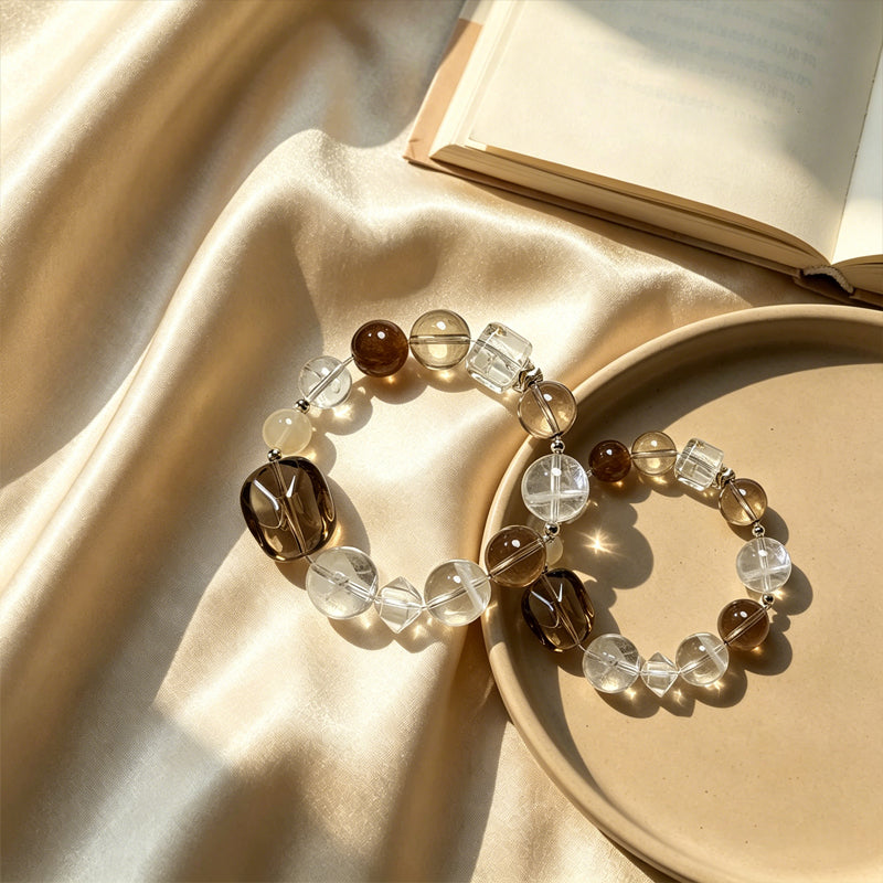 Smoky Quartz & Clear Quartz Bracelet/CR-06Q95