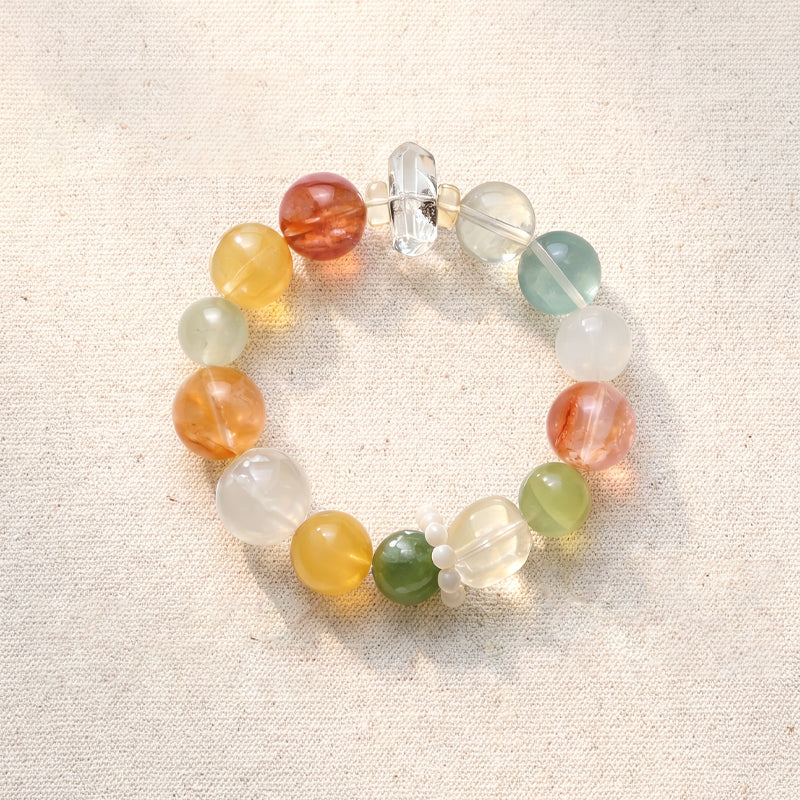 Flower Crystal & Green Fluorite Mixed Crystal Bracelet/CR-G57Q160