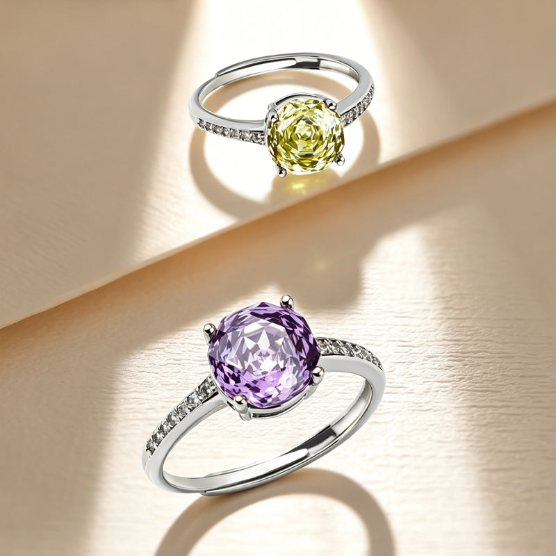 Multi-color Cushion Paved Band Zircon Ring