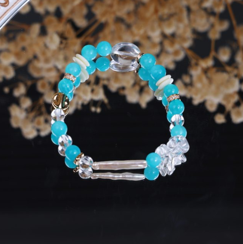 Amazonite Clear Crystal Shell Detail Stretch Bracelet/CR-D83Q38