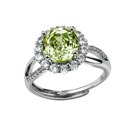 Multi-color Round Floral Halo Zircon Ring