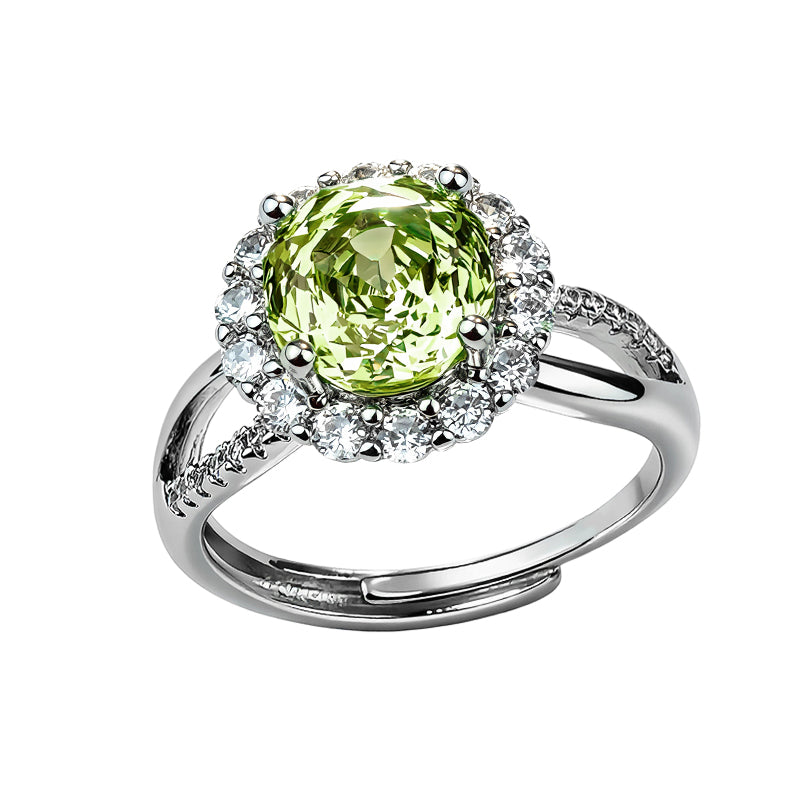 Multi-color Round Floral Halo Zircon Ring