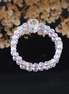 Solid Pink Crystal Focal Carved Bead Silver Detail Bracelet/CR-D94Q41