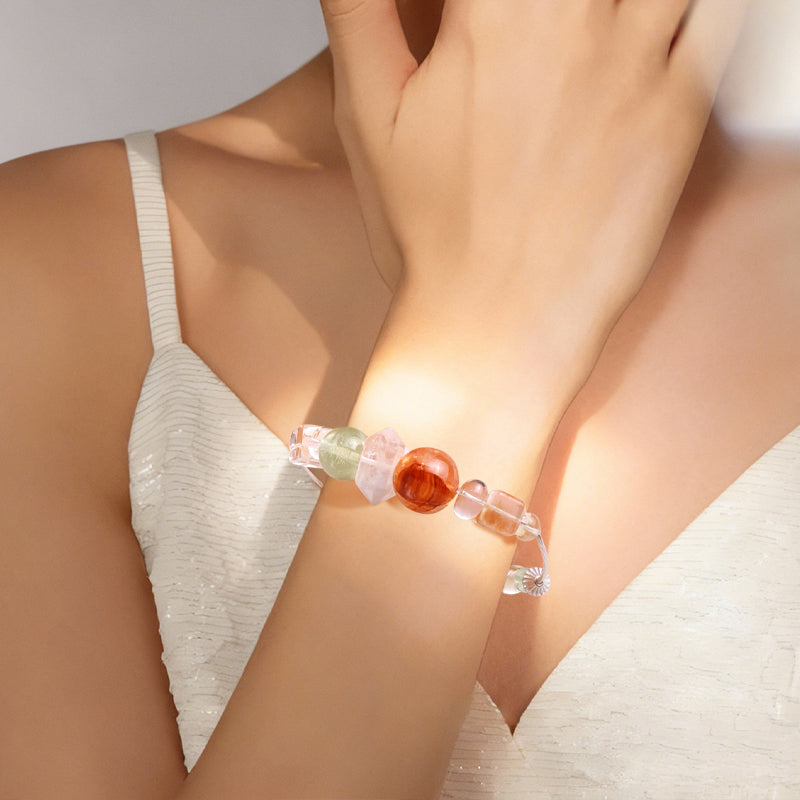 Citrine & Clear Quartz 925 Sterling Silver Bracelet/CR-SB87Q150