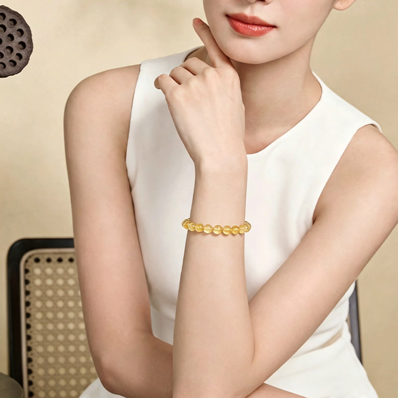 Natural Citrine Beaded Bracelet