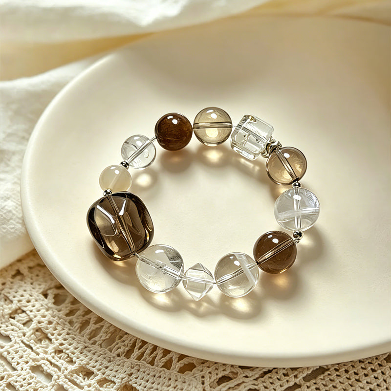 Smoky Quartz & Clear Quartz Bracelet/CR-06Q95