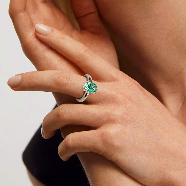 Dual Color Oval Solitaire Zircon Ring