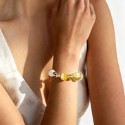 Citrine & Clear Quartz Alloy Charm Bracelet