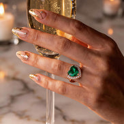 Emerald Heart Halo Zircon Ring