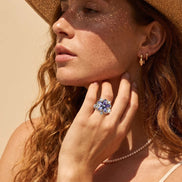 Purple Flower Zircon Ring