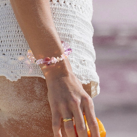 Clear Quartz & Amethyst 925 Sterling Silver Bracelet