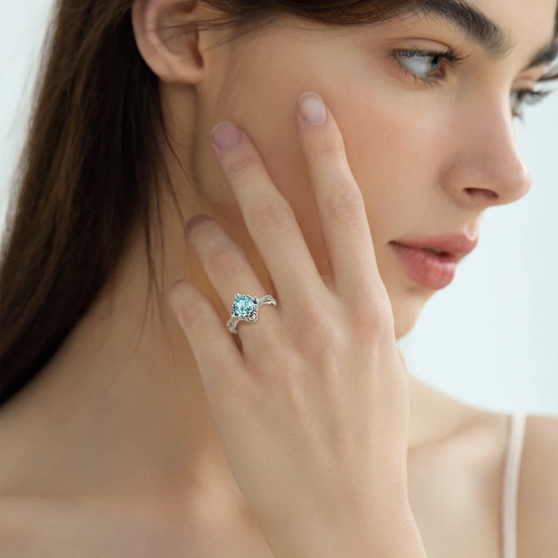 Multi-color Cushion Antique Band Zircon Ring