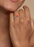 Multi-shade Round Six Prong Zircon Ring