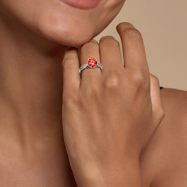 Multi-shade Round Six Prong Zircon Ring