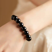Natural Black Obsidian Beaded Bracelet