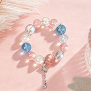 Jelly Rose Quartz & Aquamarine Charm Bracelet