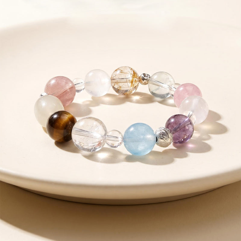 Amethyst, Aquamarine & Purple Phantom Charm Bracelet/CR-G07Q141
