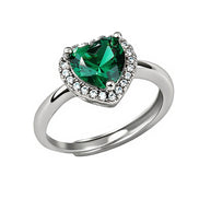 Emerald Heart Halo Zircon Ring