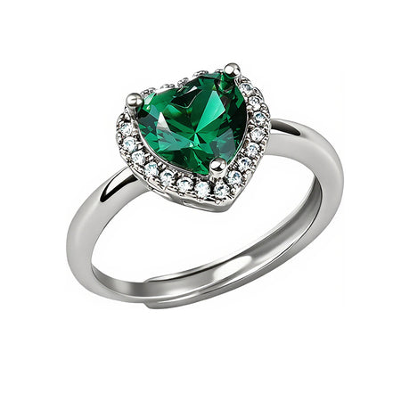 Emerald Heart Halo Zircon Ring