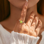 Multi-color Cushion Paved Band Zircon Ring