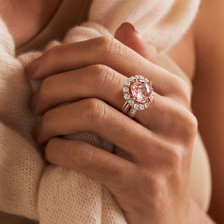 Multi-color Round Floral Halo Zircon Ring