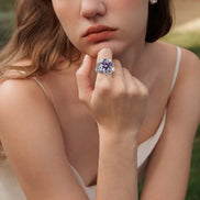 Purple Flower Zircon Ring