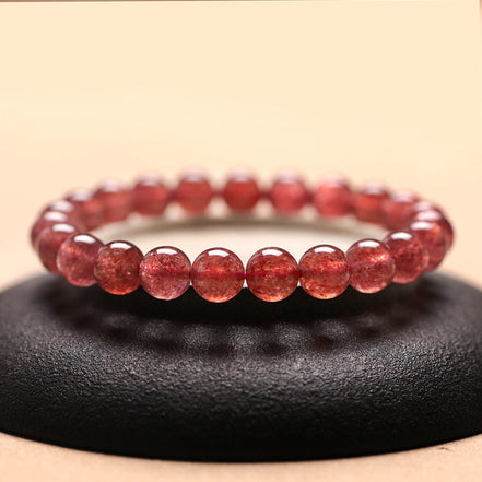 Natural Strawberry Quartz Beaded Bracelet