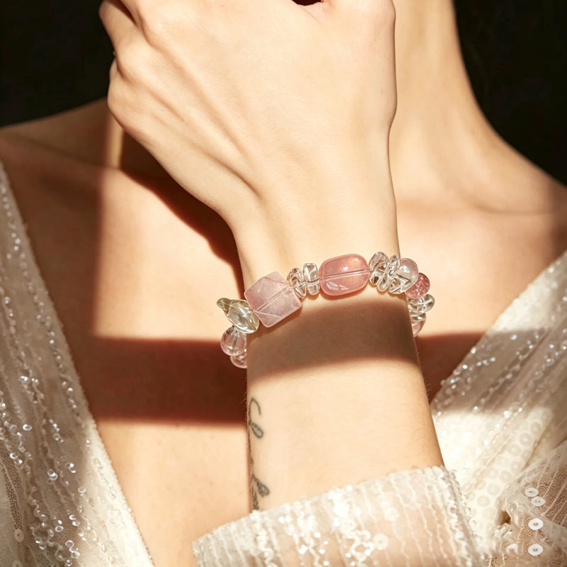 Rose Quartz & Strawberry Quartz Bracelet