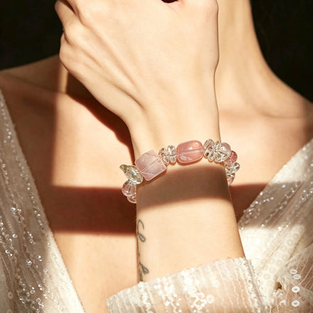 Rose Quartz & Strawberry Quartz Bracelet