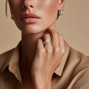 Multi-color Oval Four Prong Zircon Ring