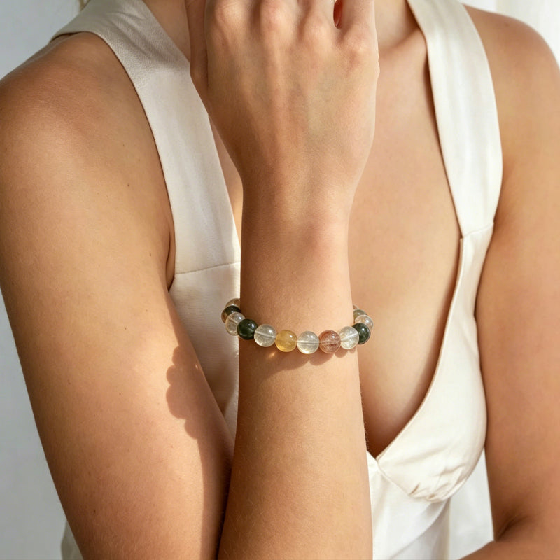 Multicolour Rutilated Quartz Bracelet/CR-D55Q55