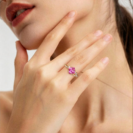 Multi-color Cushion Cluster Zircon Ring
