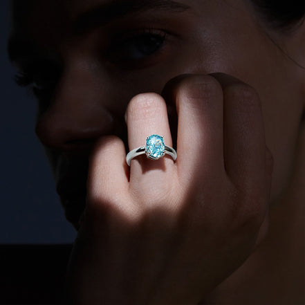 Dual Color Oval Solitaire Zircon Ring
