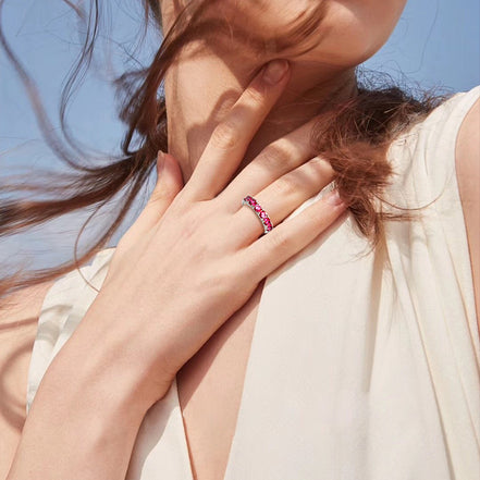 Multicolor Row Zircon Ring