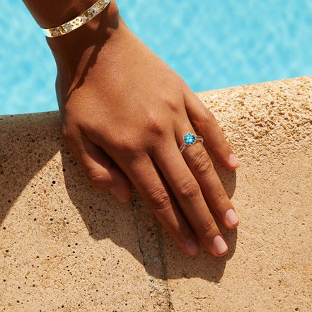 Multi-shade Round Six Prong Zircon Ring