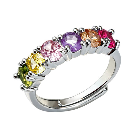 Multicolor Row Zircon Ring