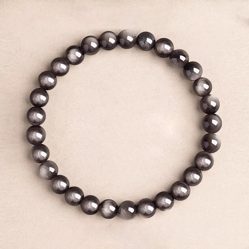 Natural Silver Sheen Obsidian Beaded Bracelet