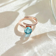 Multi-color Cushion Split Shank Zircon Ring