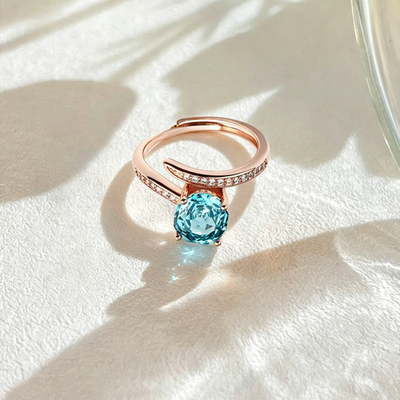 Multi-color Cushion Split Shank Zircon Ring
