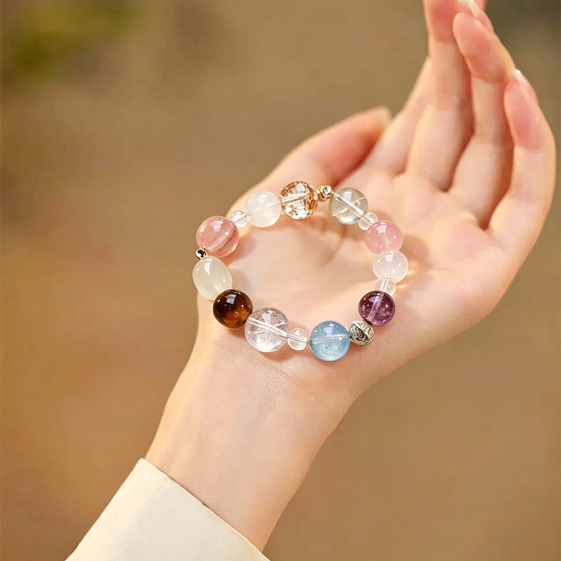 Amethyst, Aquamarine & Purple Phantom Charm Bracelet/CR-G07Q141