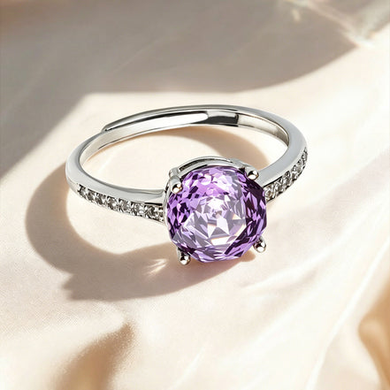 Multi-color Cushion Paved Band Zircon Ring