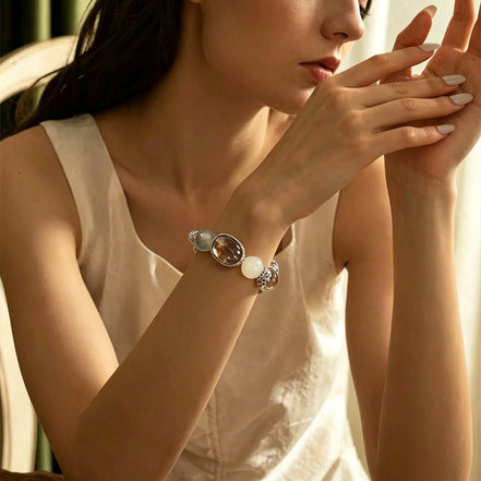 Zeus Mystic Quartz & Clear Quartz Freeform Charm Bracelet