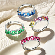 Multicolor Row Zircon Ring