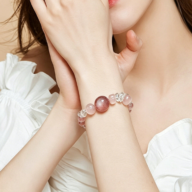 Rose Quartz & Strawberry Quartz Bracelet