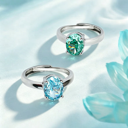 Dual Color Oval Solitaire Zircon Ring