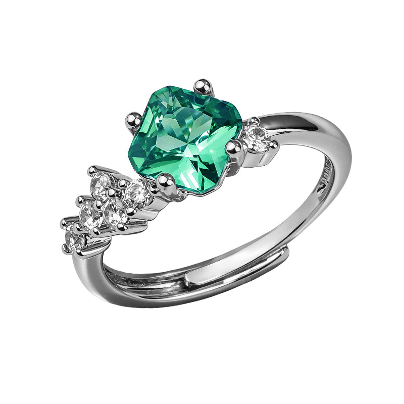 Multi-color Cushion Cluster Zircon Ring