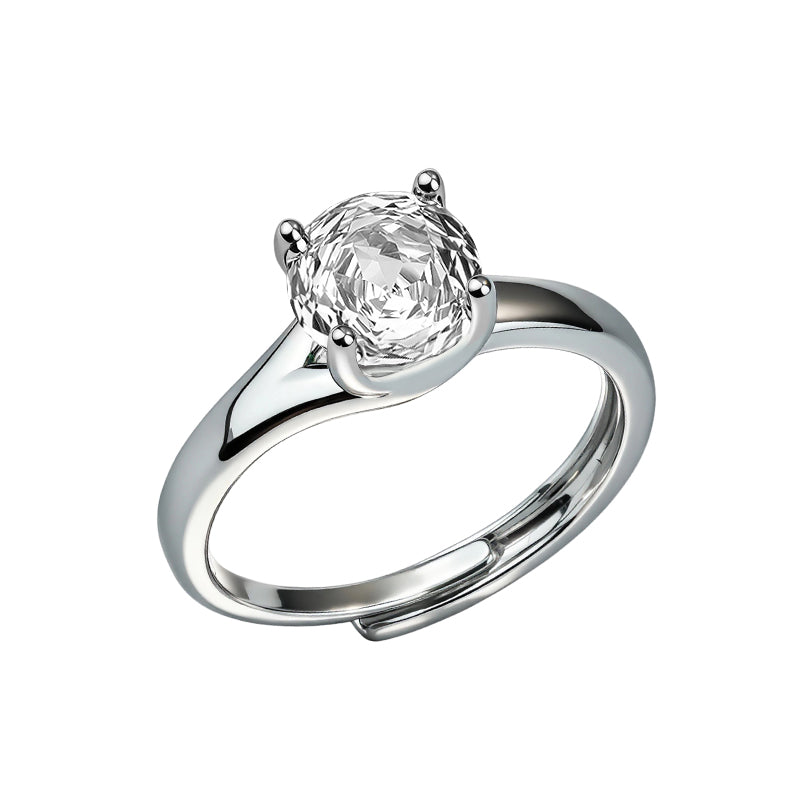 Multi-color Oval Four Prong Zircon Ring