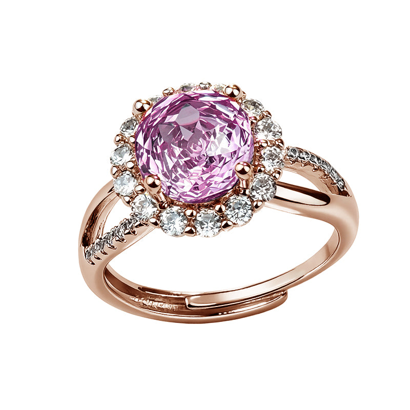 Multi-color Round Floral Halo Zircon Ring