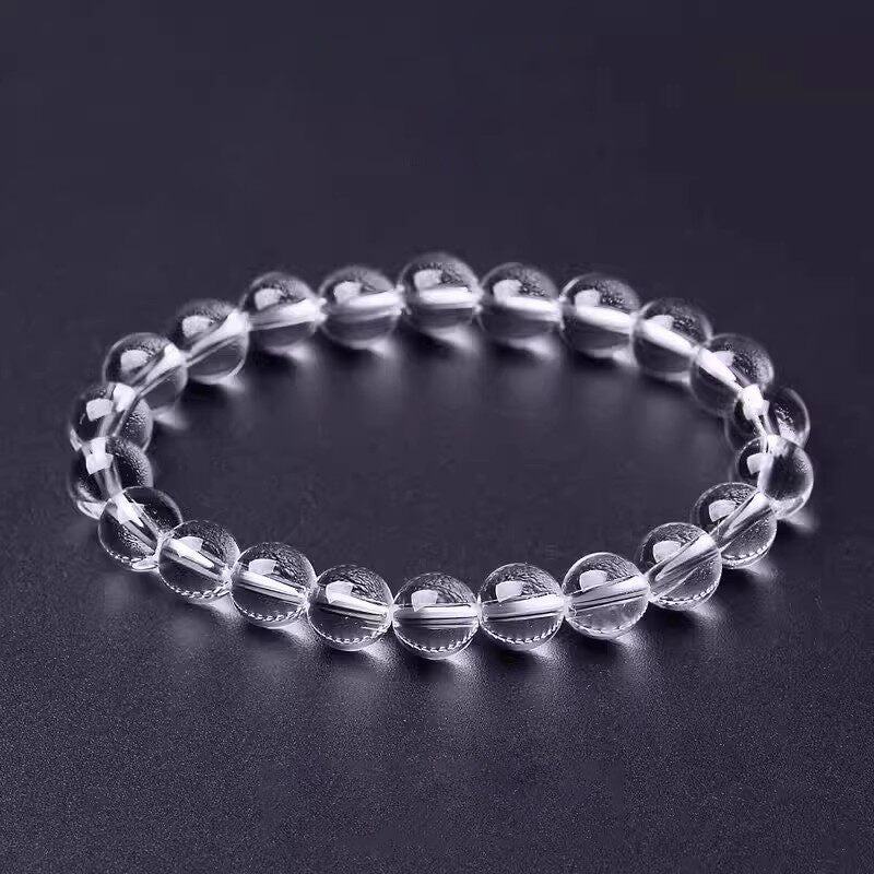 High Clarity Clear Quartz Beaded Bracelet