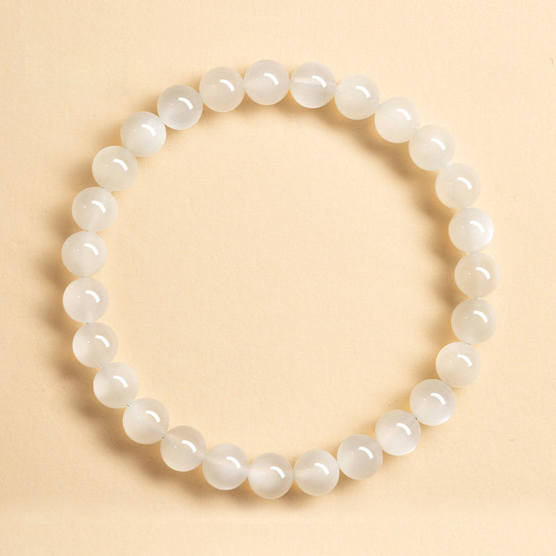 Natural White Moonstone Beaded Bracelet